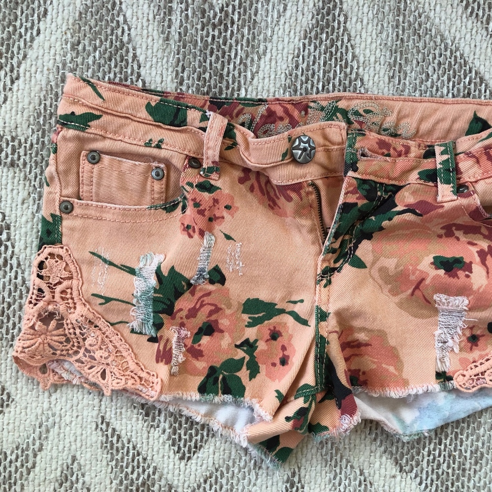 Target - Pink / Coral Floral Shorts w/ embroidery